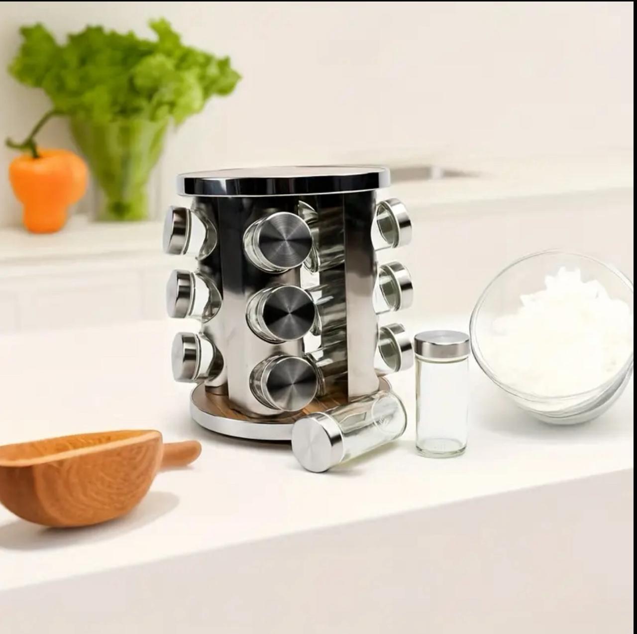 منظم توابل فاخر بـ12 قرعة زجاجية