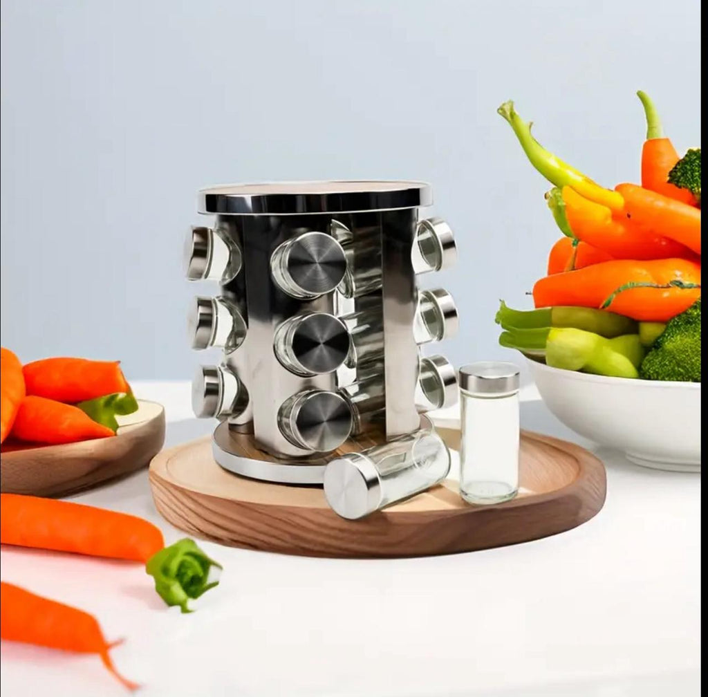 منظم توابل فاخر بـ12 قرعة زجاجية