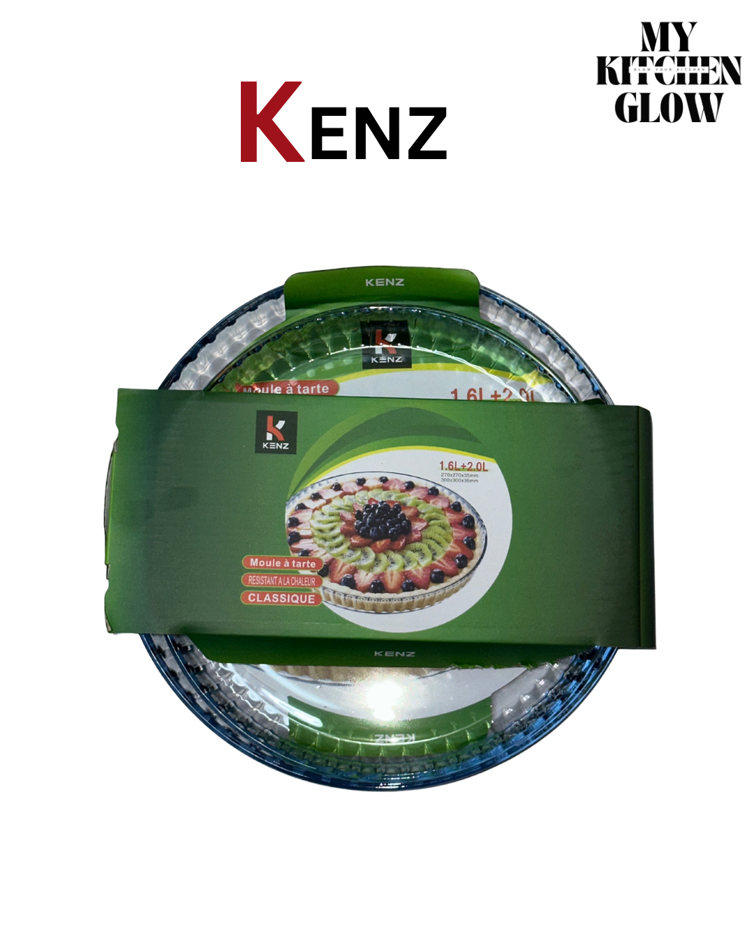 طقم قوالب تارت KENZ الزجاجية (قطعتان) المزدوج