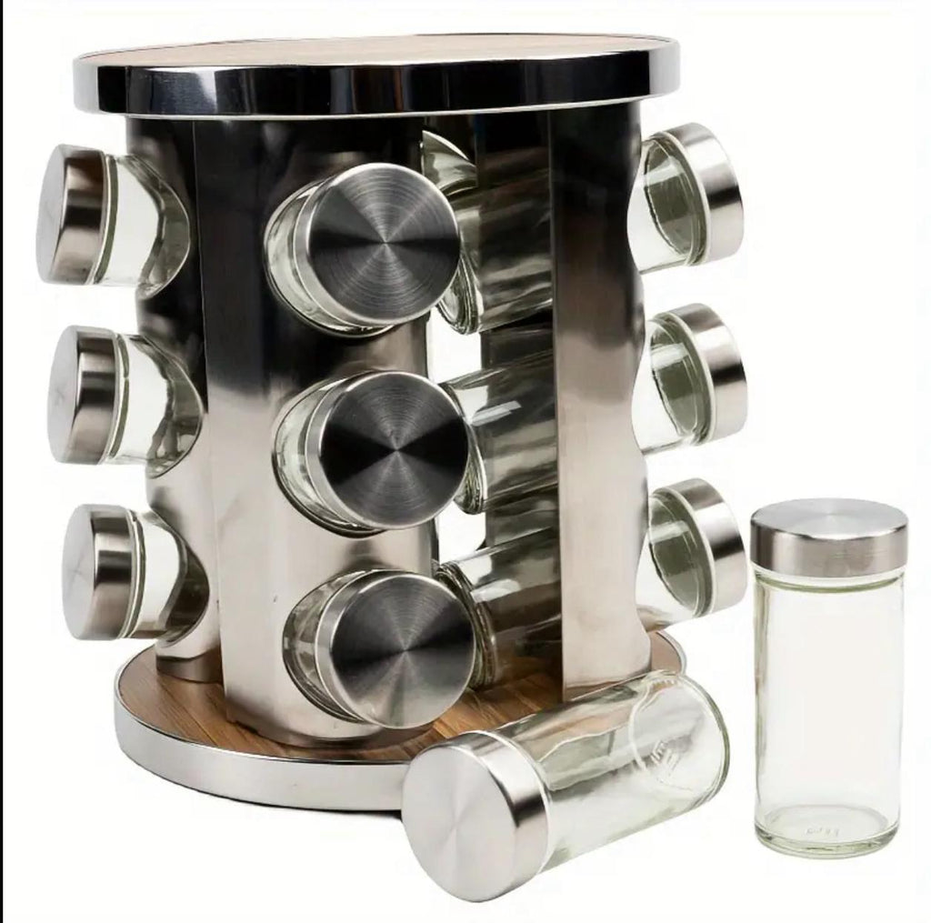 منظم توابل فاخر بـ12 قرعة زجاجية