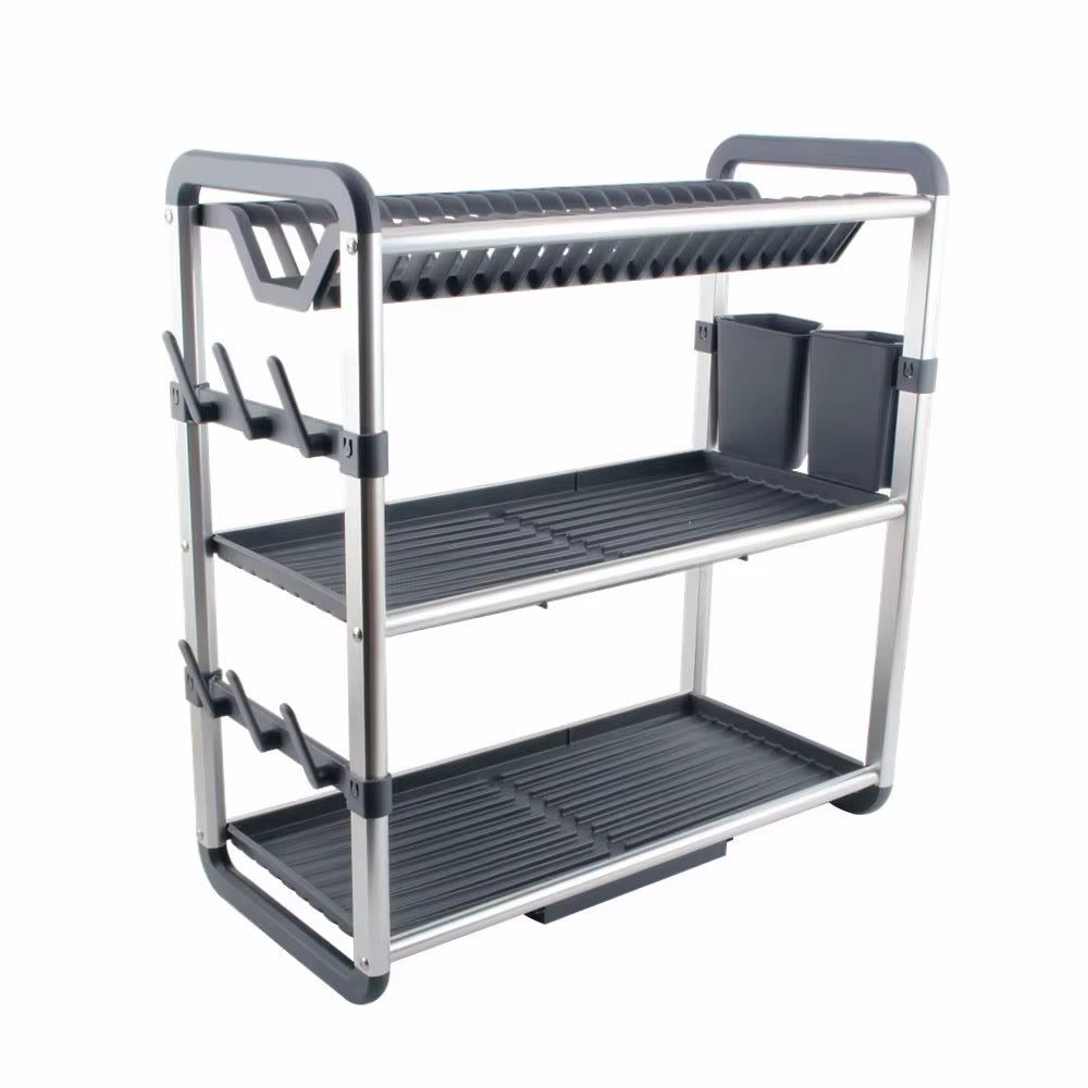 ✨ منظم ومجفف أطباق من الألومنيوم (طبقتين/ثلاث طبقات)