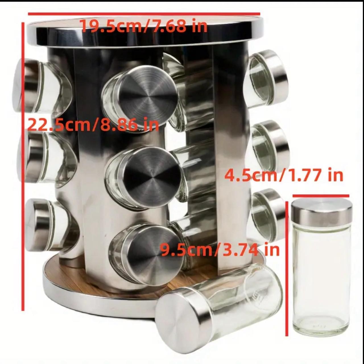 منظم توابل فاخر بـ12 قرعة زجاجية