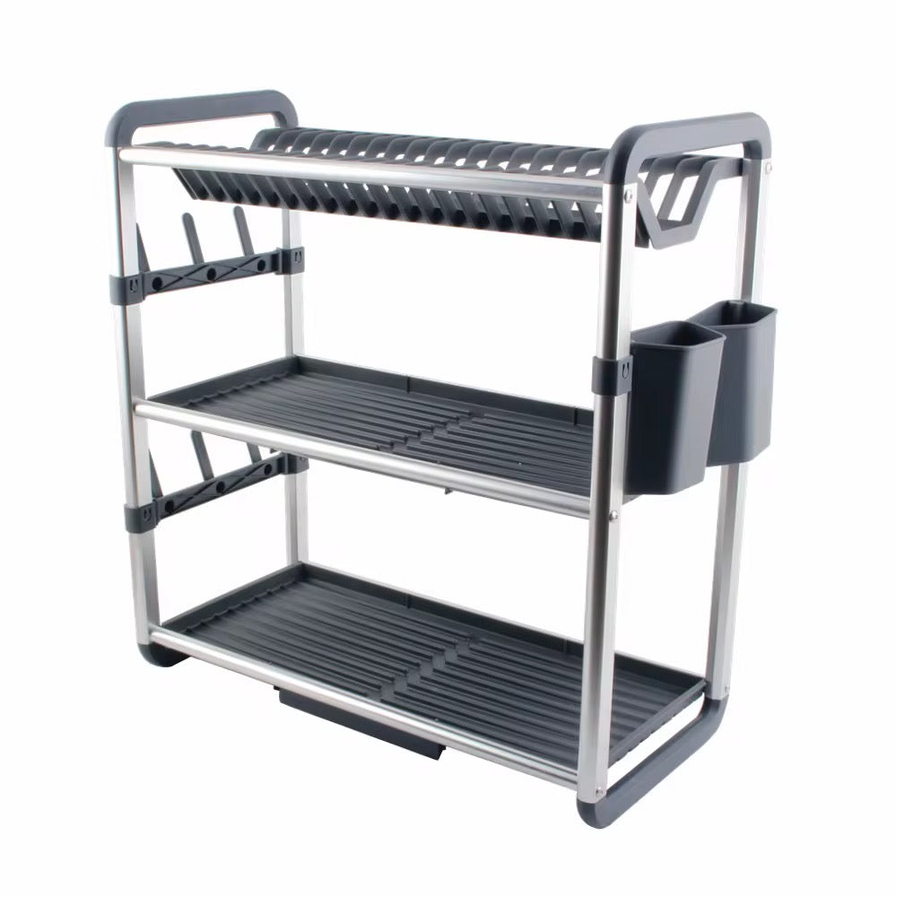 ✨ منظم ومجفف أطباق من الألومنيوم (طبقتين/ثلاث طبقات)