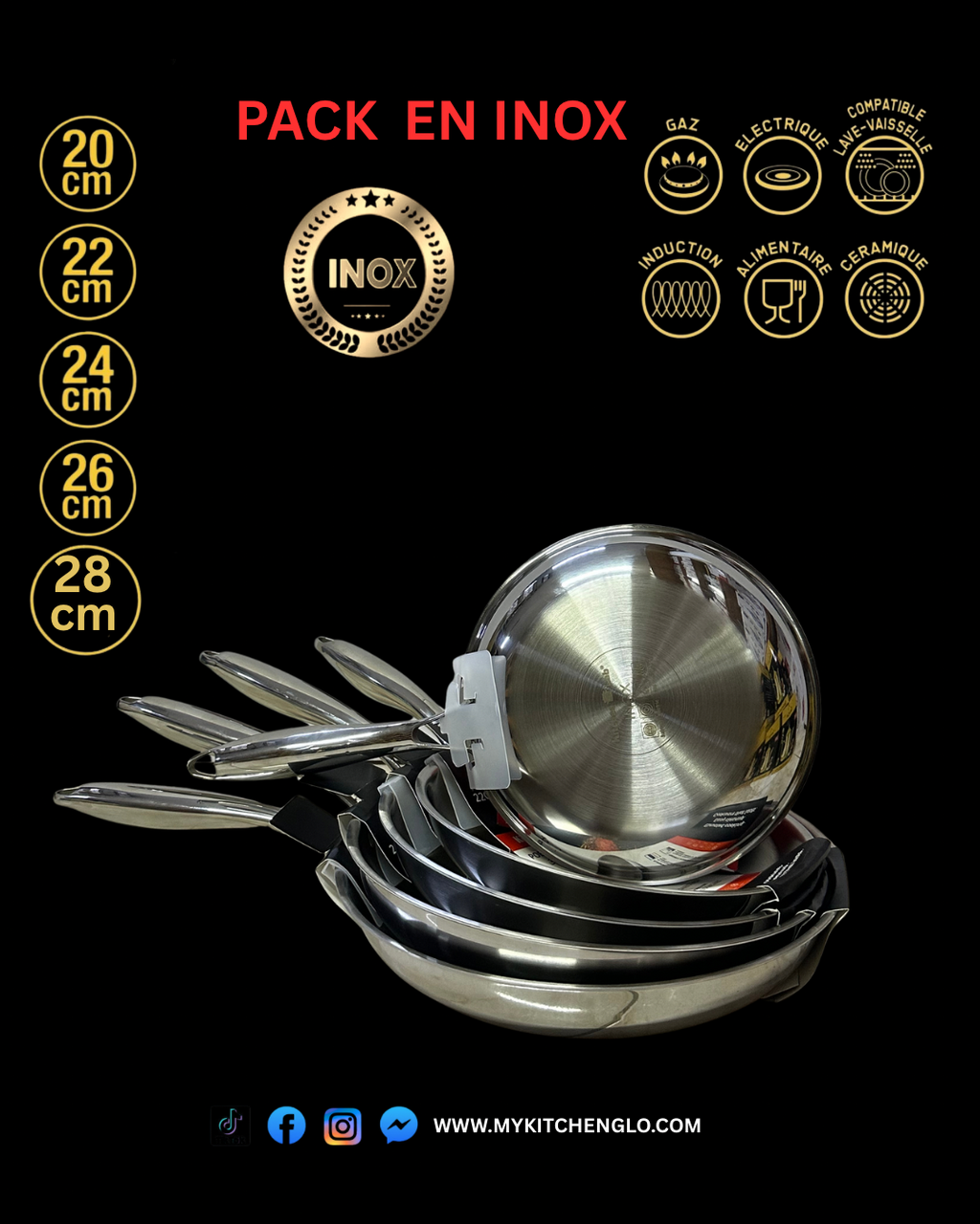 Pack Poêles INOX – الجودة لي يحتاجها مطبخك