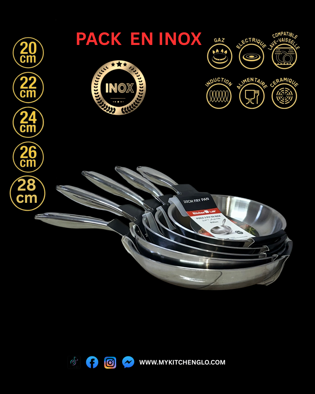 Pack Poêles INOX – الجودة لي يحتاجها مطبخك