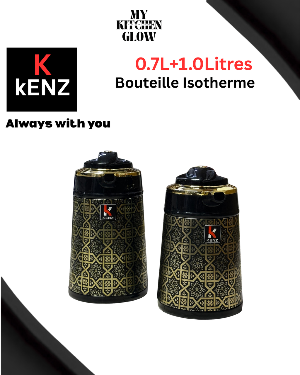 الفخامة اللي تستاهلها! طقم KENZ الذهبي (0.7L+1.0L)