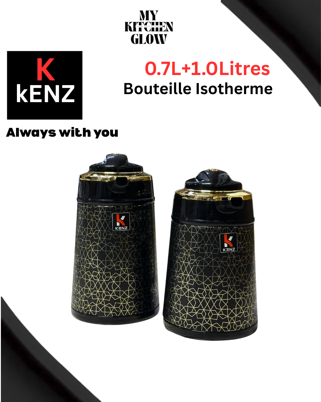 الفخامة اللي تستاهلها! طقم KENZ الذهبي (0.7L+1.0L)