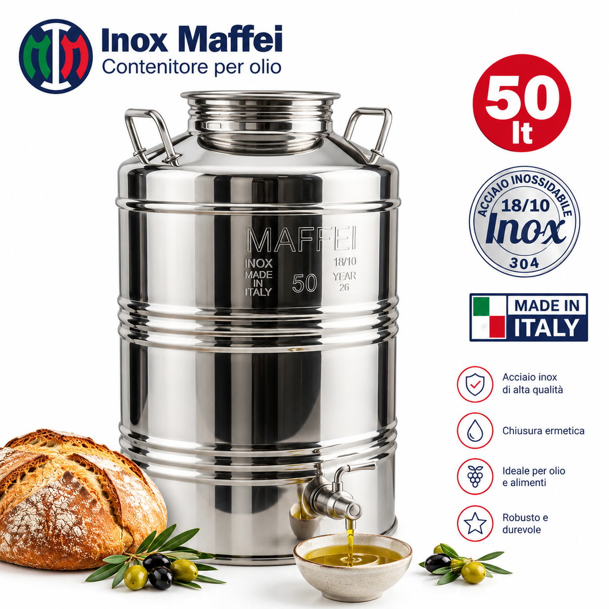 Réservoir à huile en inox 18/10 🇮🇹